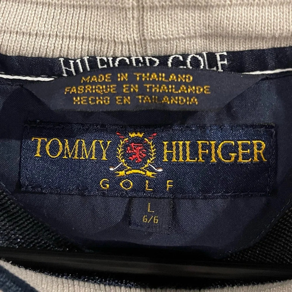 Y2K 2001 Tommy Hilfiger Golf Beige Pullover Windbreaker Jacket Size Large - Picture 4 of 6